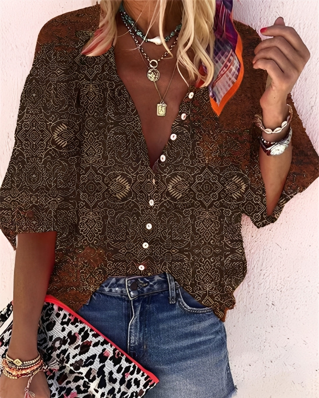 Darcie - Stylish, loose-fitting blouse with print for women