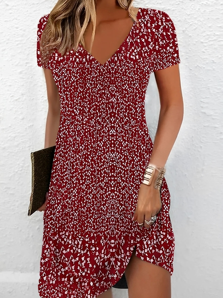 Alicia - Trendy Dress with V-Neck and Print for Women