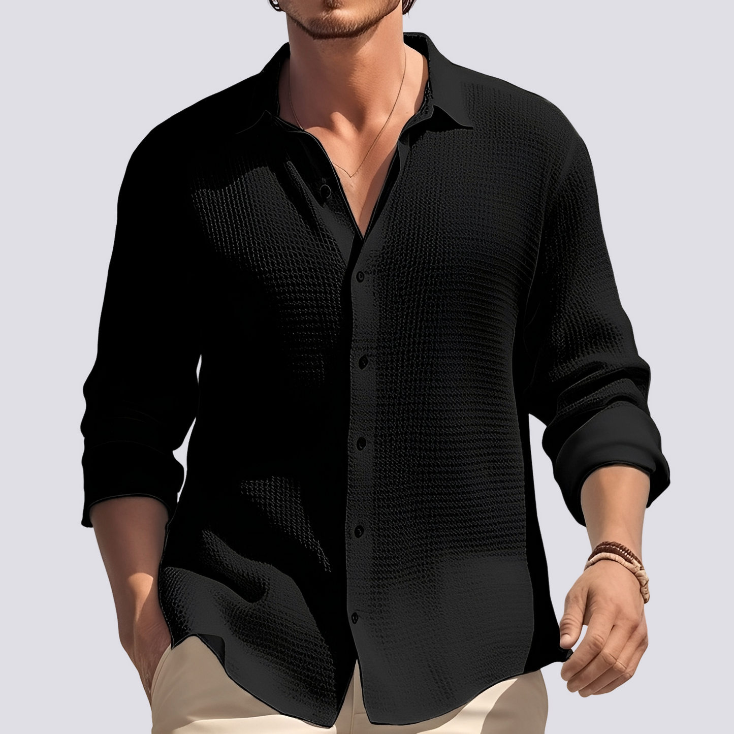 Ryan - Men's Casual, Simple Button-Up Long Sleeve Shirt