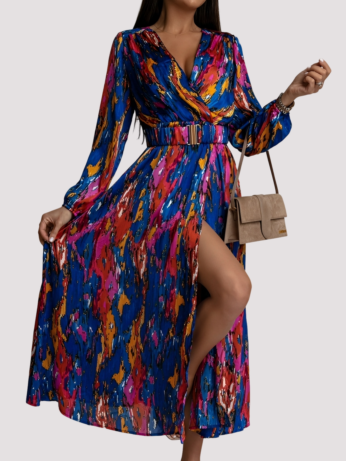 Alina - Stylish bohemian dress with high slit for women