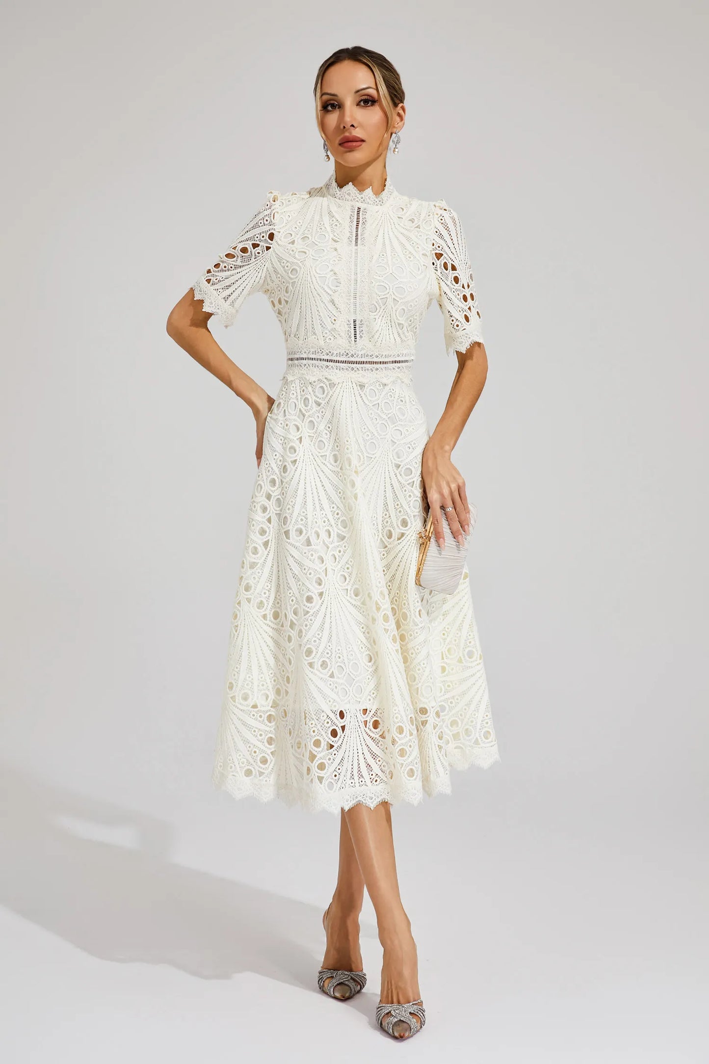 Pierre - Lace midi dress with elegance and refinement