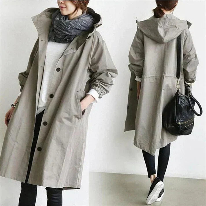 Mara – Hooded waterproof trenchcoat for rainy weather