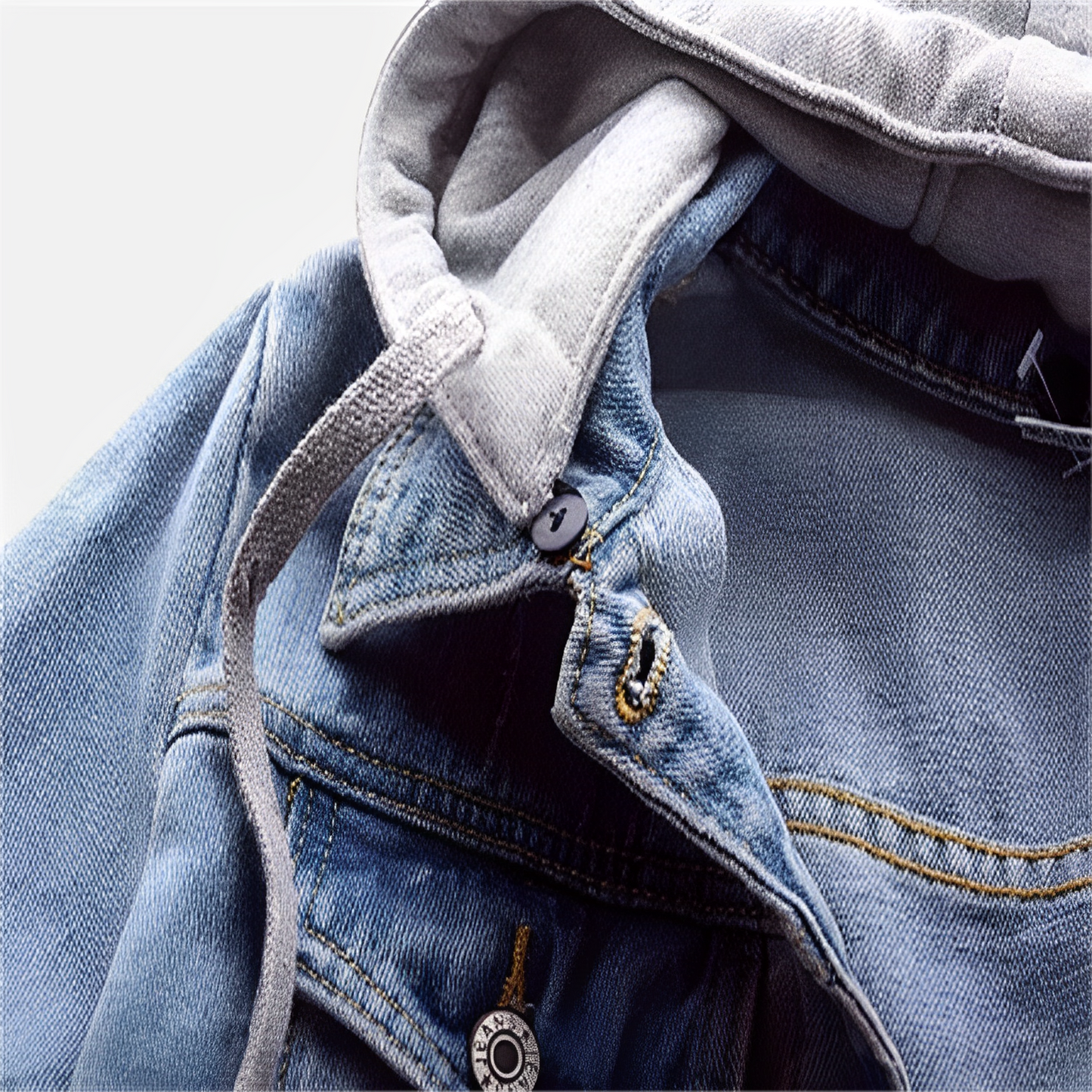 Adah - Long Denim Jacket with Detachable Hood