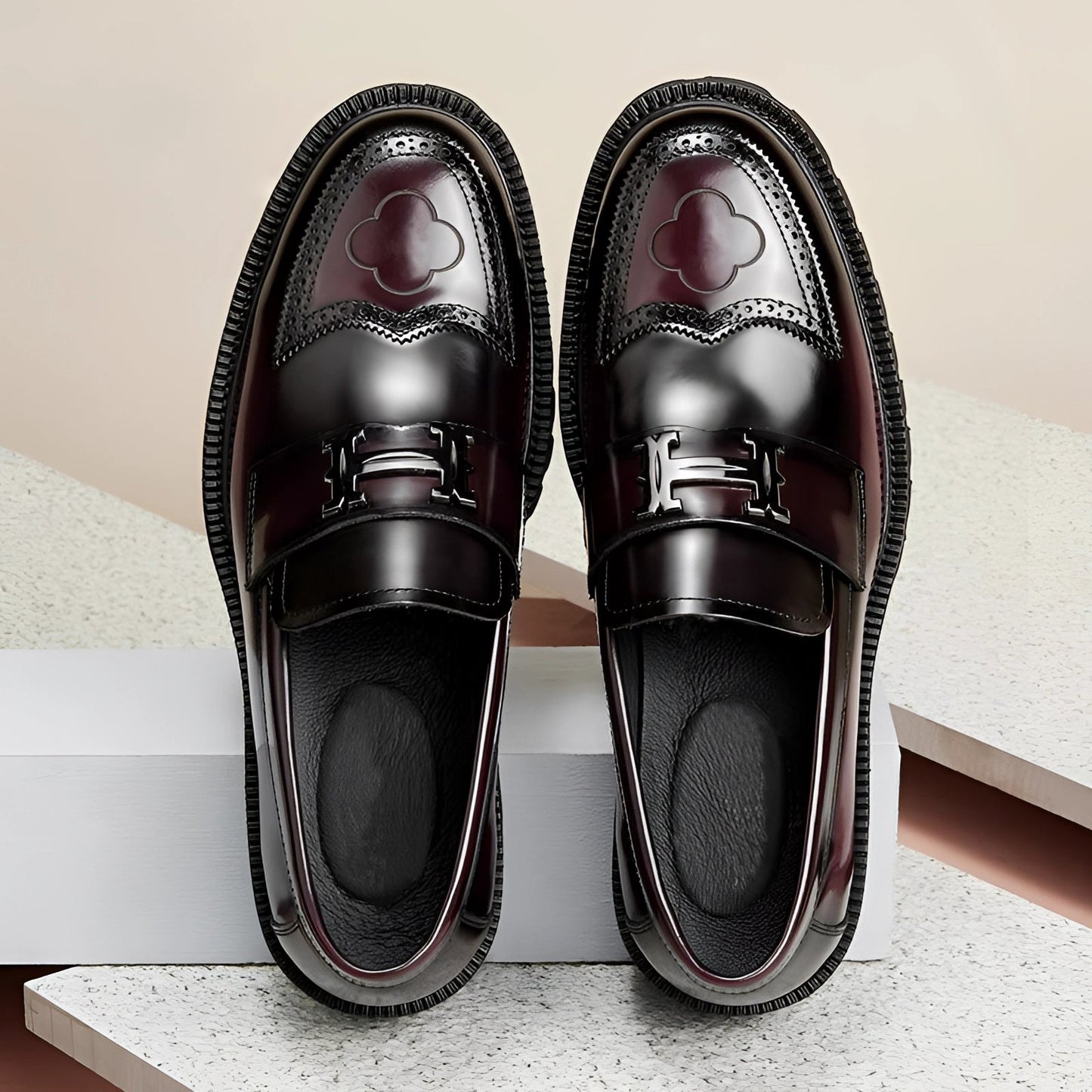 Marc – Bordeaux Leather Loafers with Thick Sole