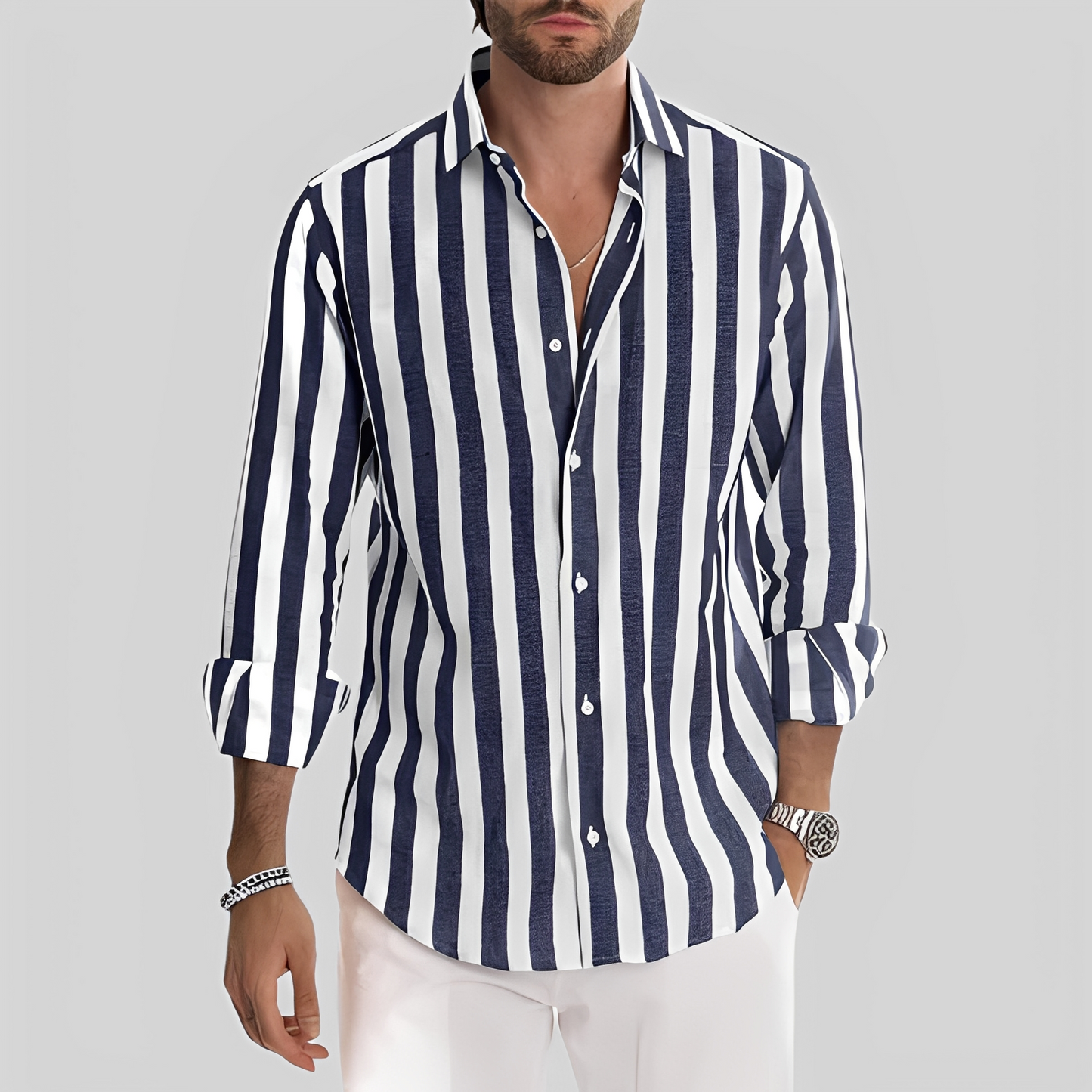 Aljur - Modern striped shirt for men