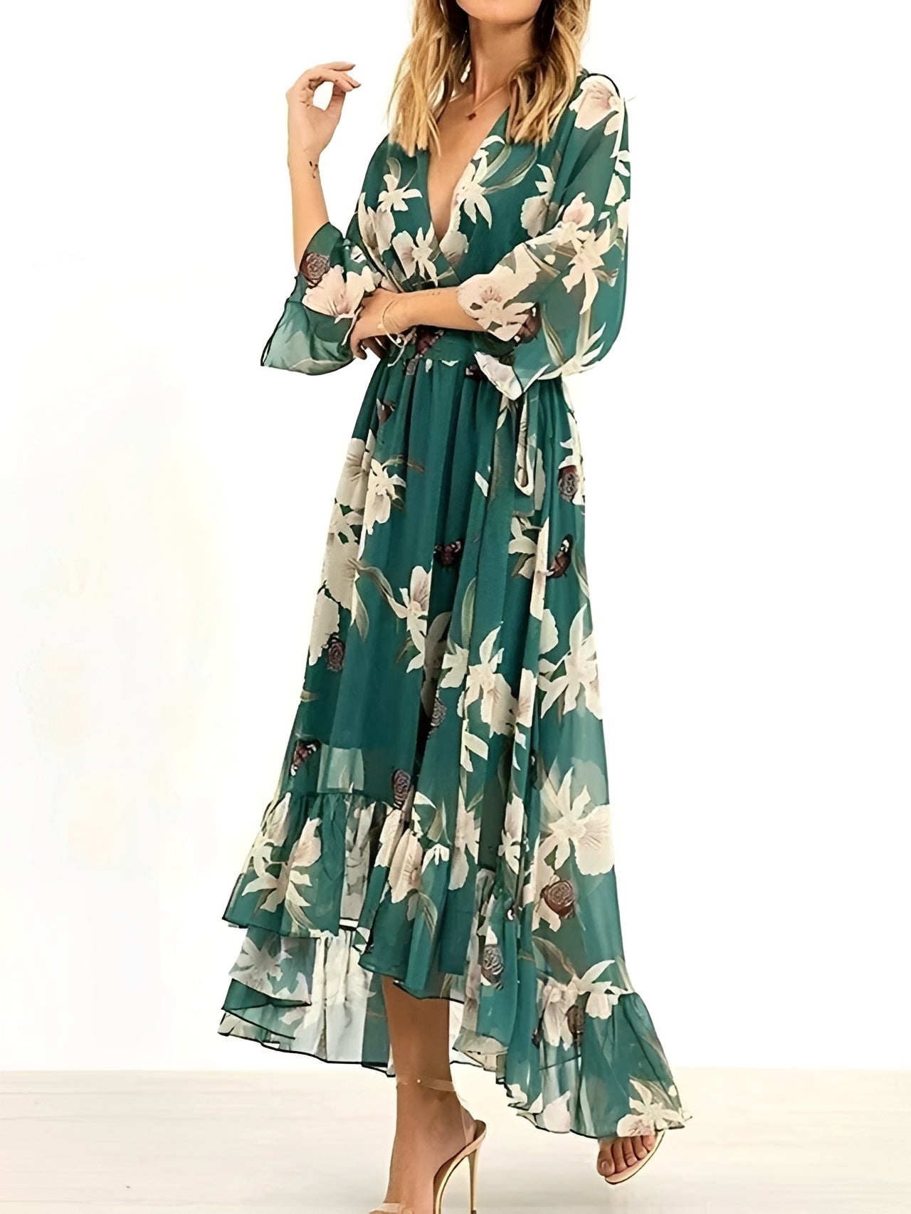 Sandra - Floral flowing maxi dress for women
