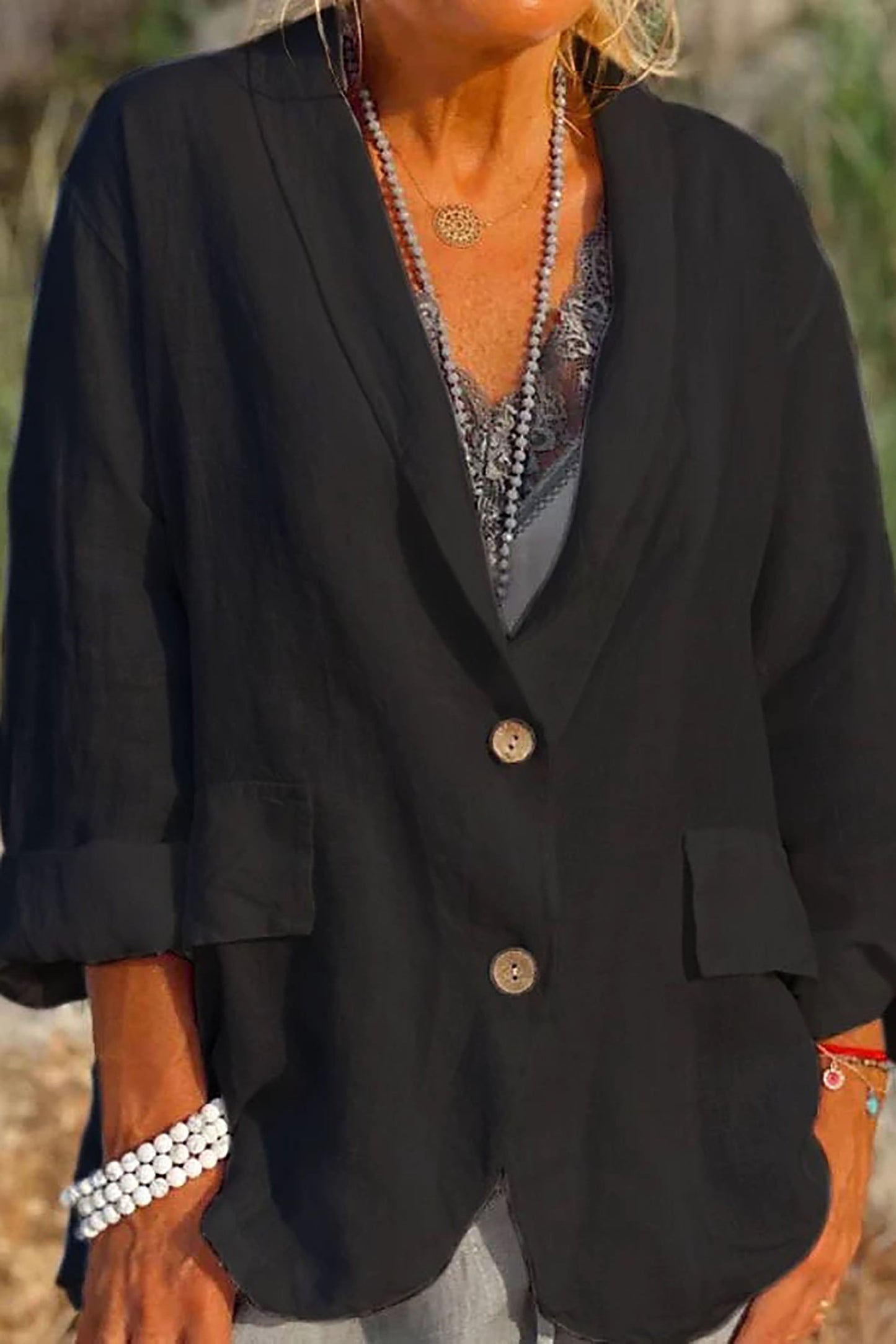 Jessica - Women's Lightweight Linen Jacket with Buttons