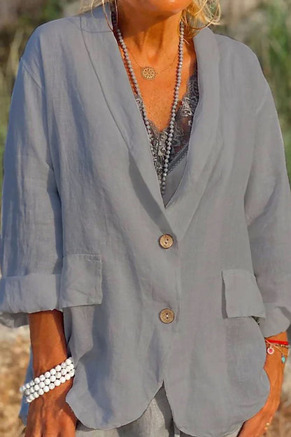Jessica - Women's Lightweight Linen Jacket with Buttons