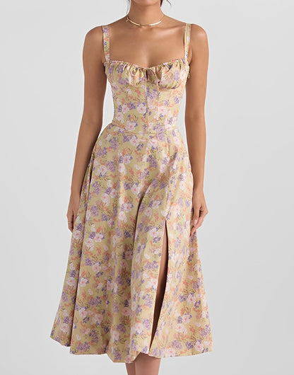 Alyssa - Slim Fit Midi Dress with Floral Pattern for Women