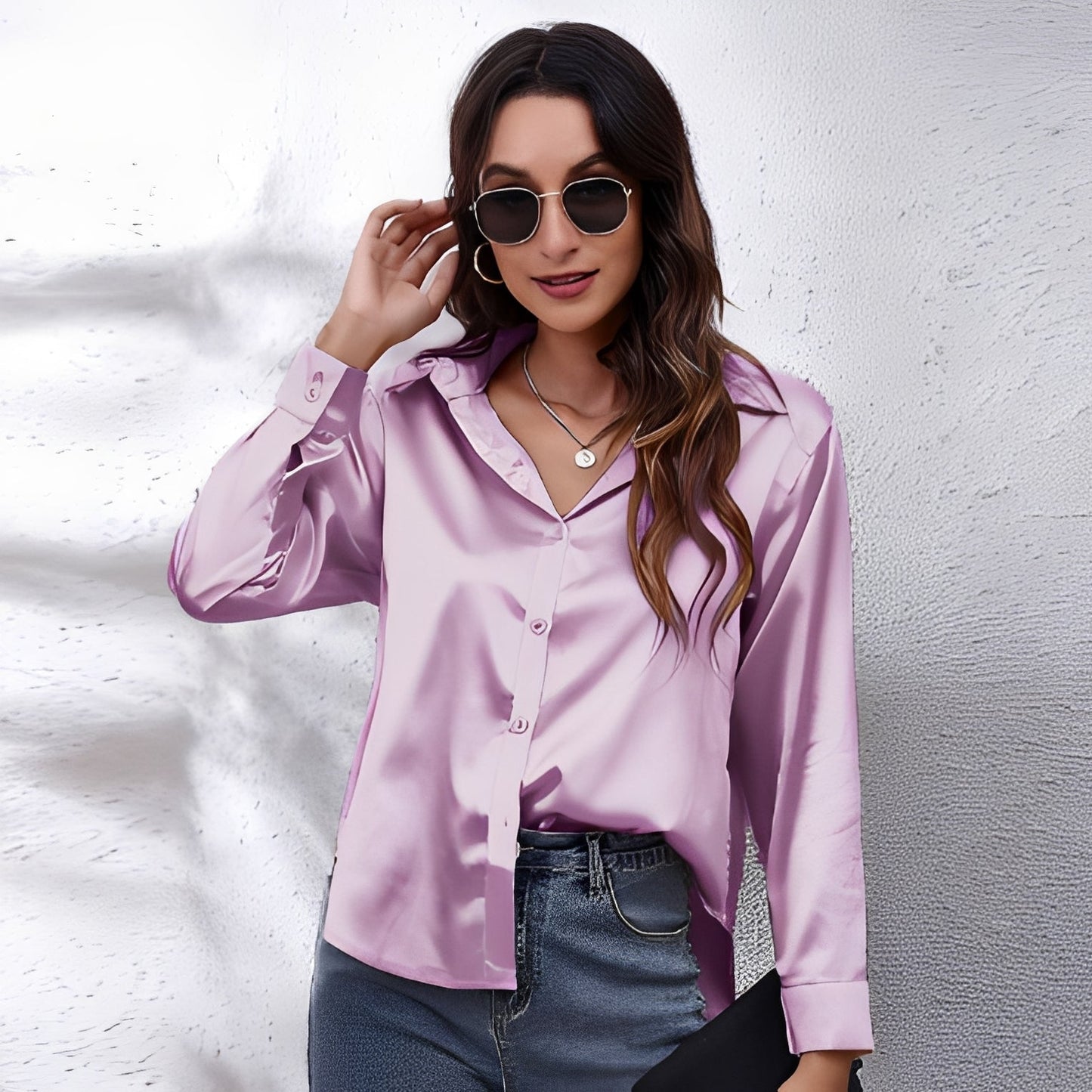 Haylee – Relaxed Long-Sleeve Silk Shirt for Women
