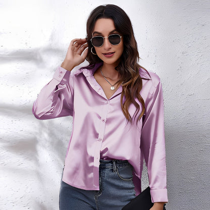 Haylee – Relaxed Long-Sleeve Silk Shirt for Women