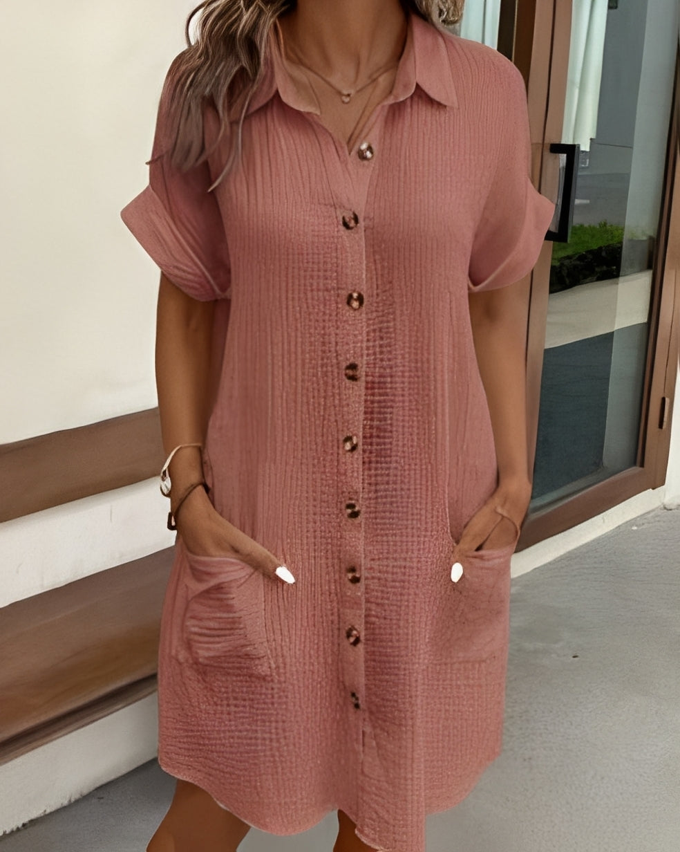 Vanessa - Loose, single-breasted shirt dress for women