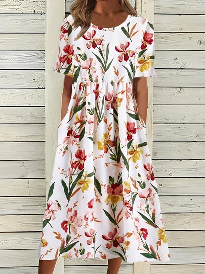 Tiffany - Stylish Midi Dress with Floral Pattern for Women