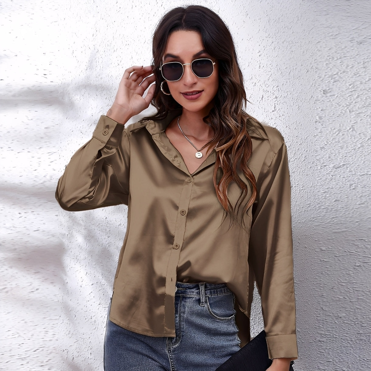 Haylee – Relaxed Long-Sleeve Silk Shirt for Women