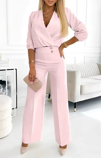 Caroline - Elegant two-piece set with two buttons for women