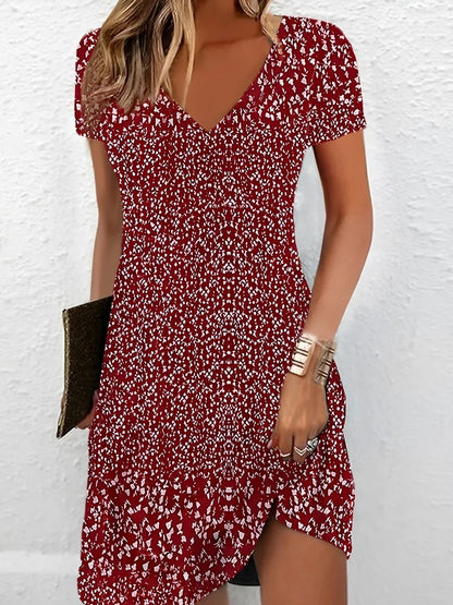 Alicia - Trendy Dress with V-Neck and Print for Women