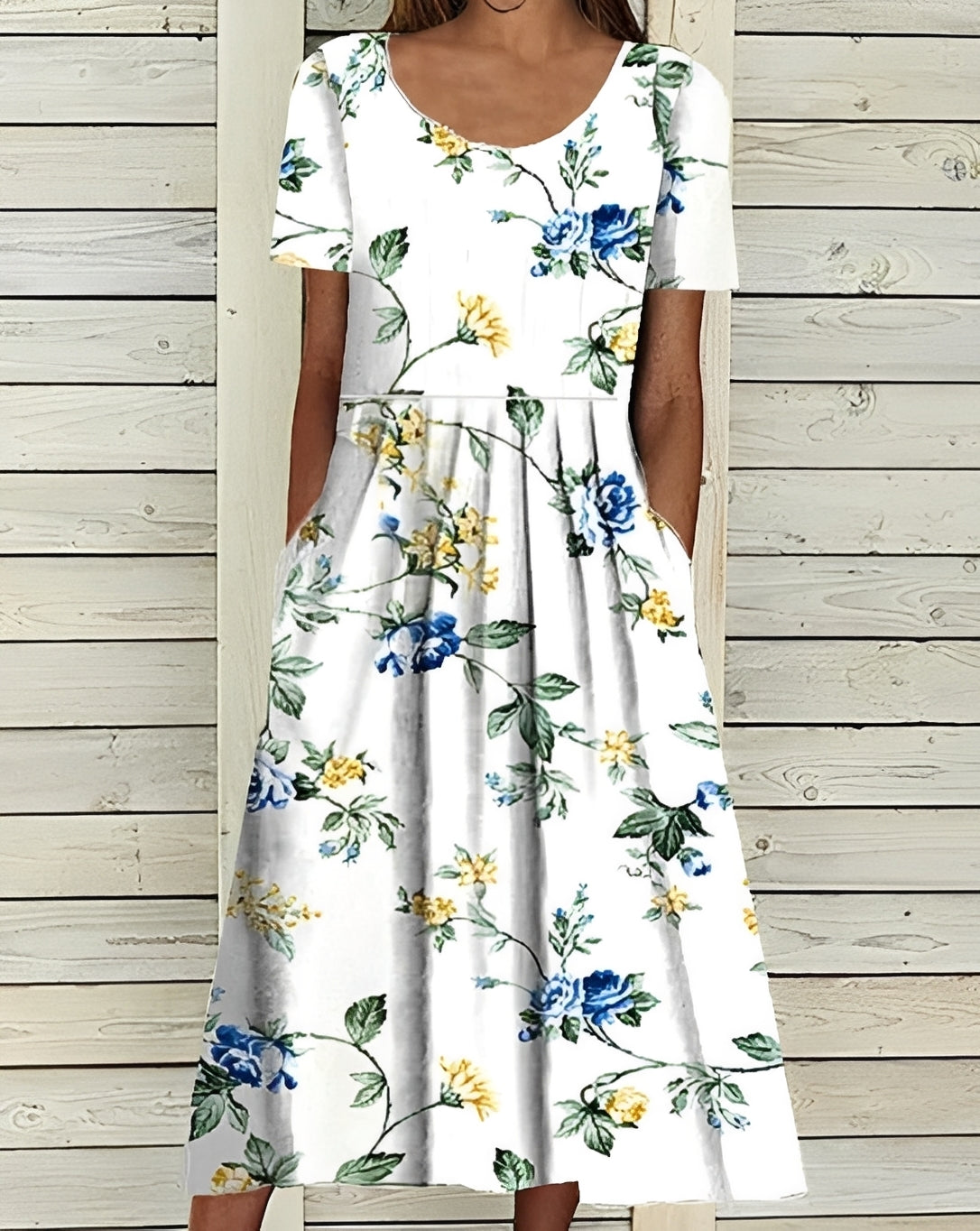 Tiffany - Stylish Midi Dress with Floral Pattern for Women