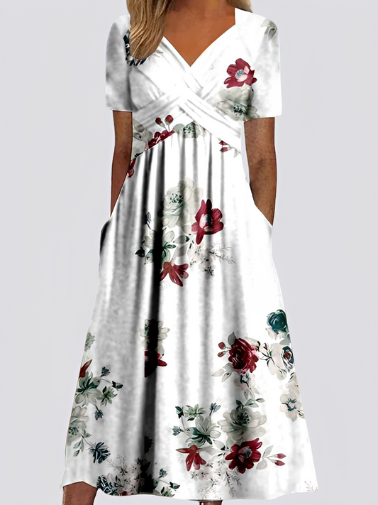 Salma - Women's Casual Midi Dress with Short Sleeves