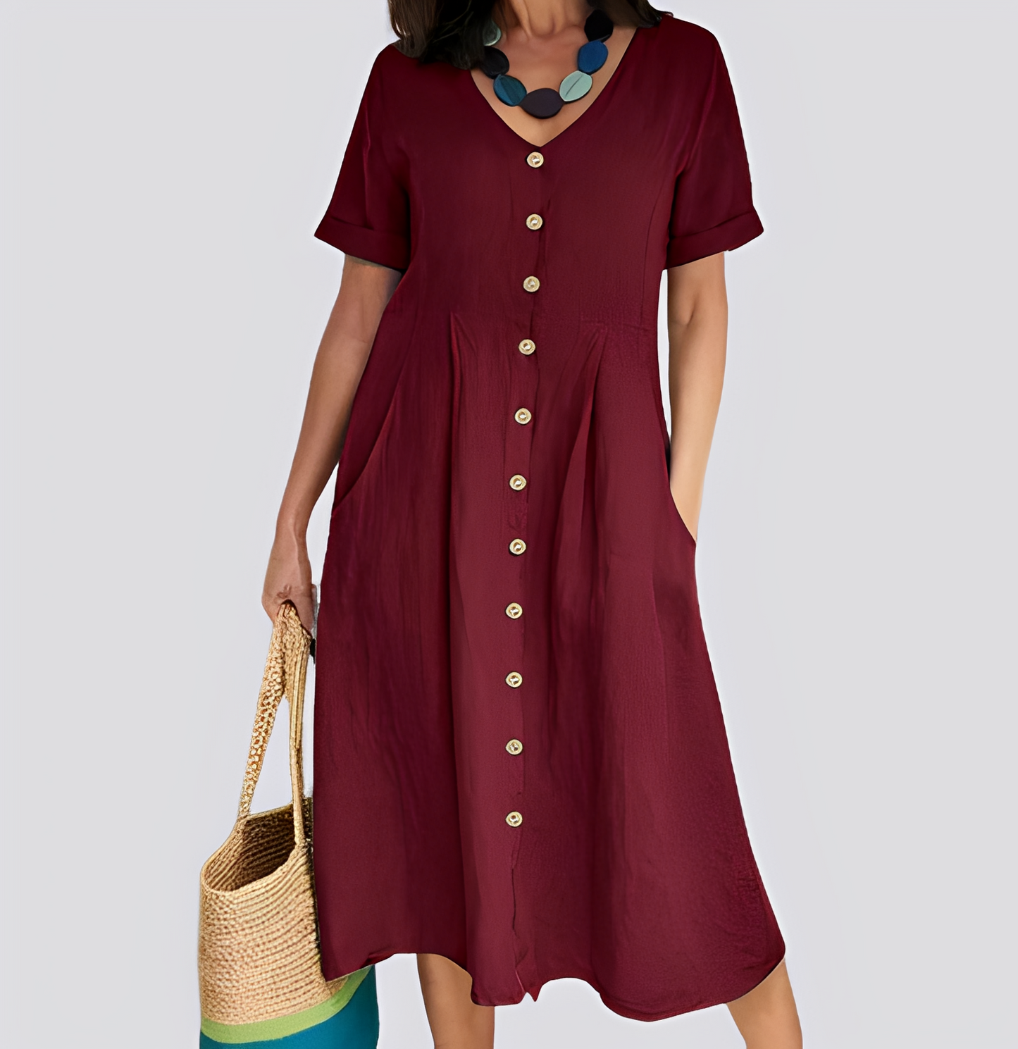 Sabrina - Casual, loose-fitting dress with high waist for women