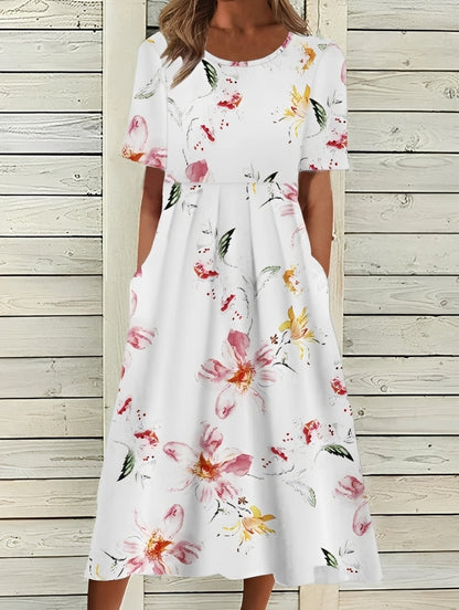 Tiffany - Stylish Midi Dress with Floral Pattern for Women
