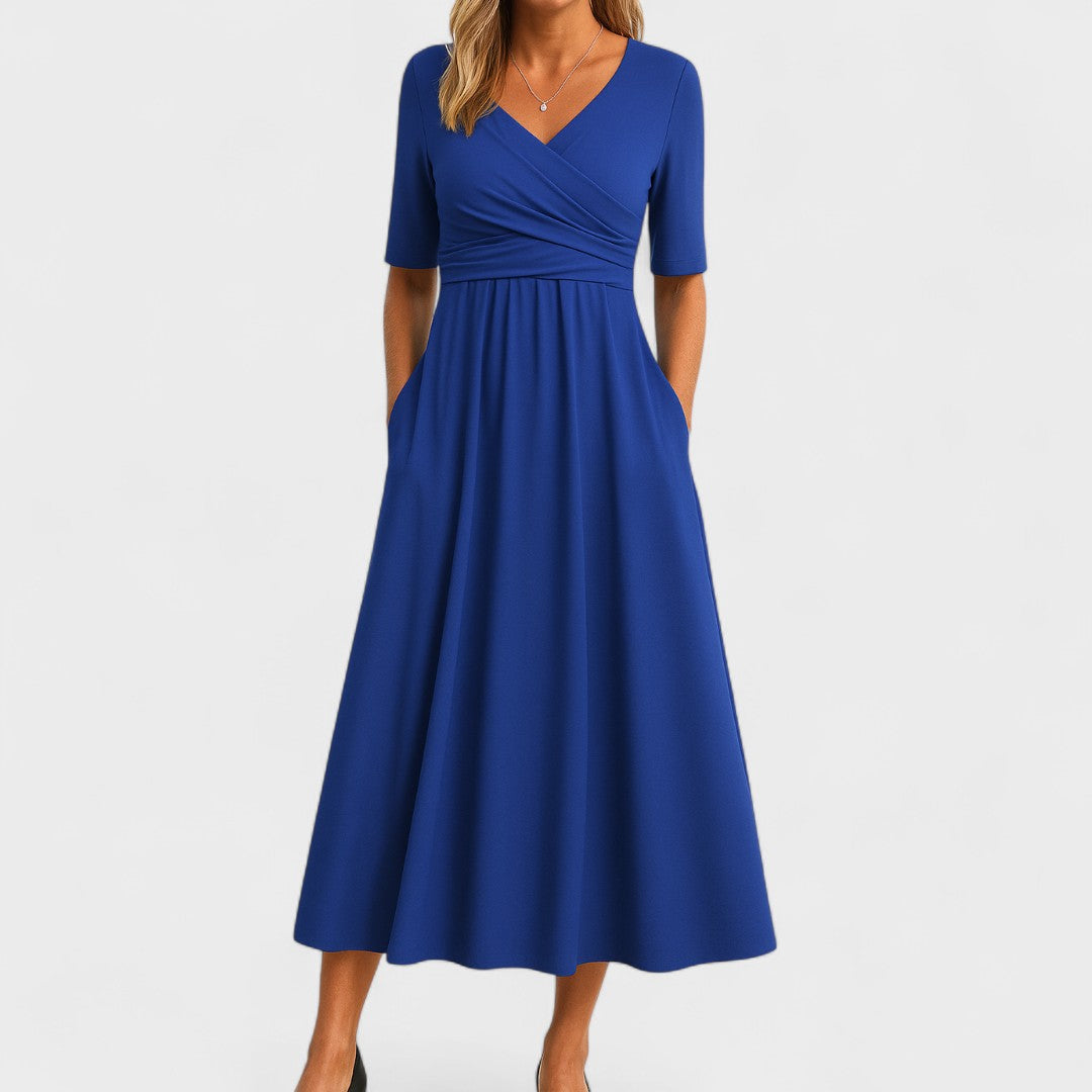 Riley – Stylish Midi Dress with Surplice Neckline