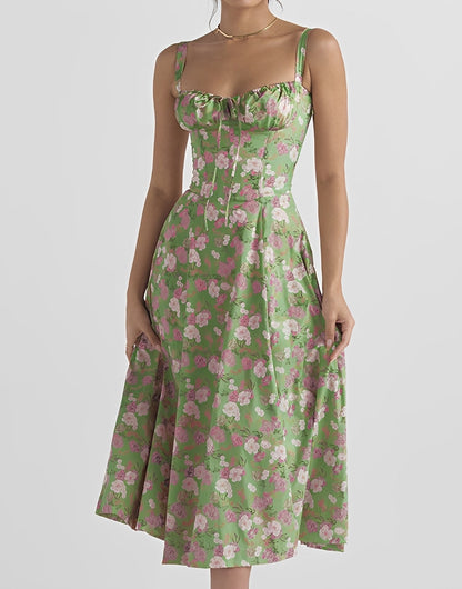 Alyssa - Slim Fit Midi Dress with Floral Pattern for Women