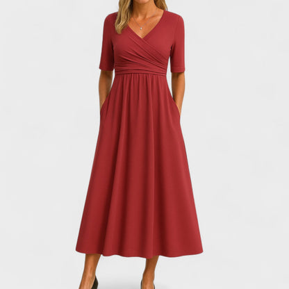 Riley – Stylish Midi Dress with Surplice Neckline
