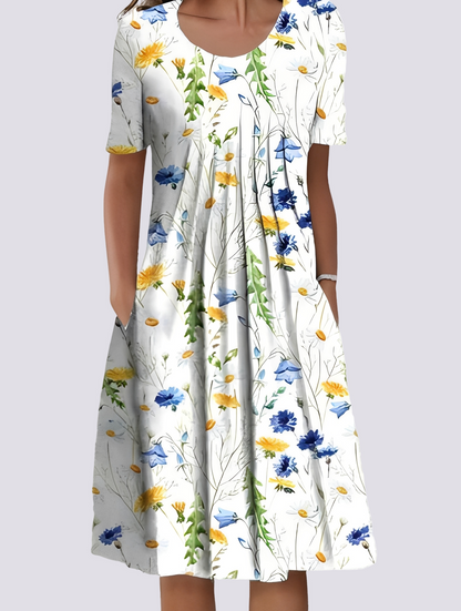 Aminah - Relaxed Dress with Flower Design for Women