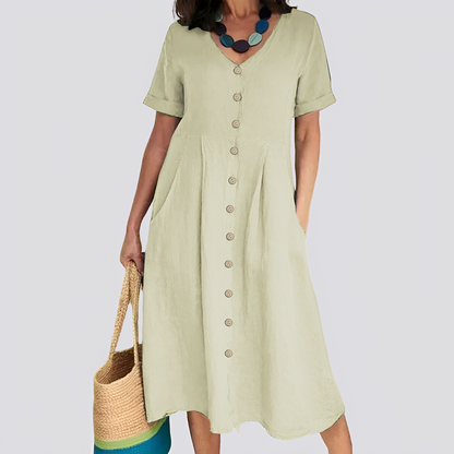 Sabrina - Casual, loose-fitting dress with high waist for women