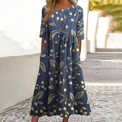 Margaux - Stylish midi dress with flower embroidery