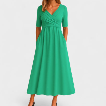 Riley – Stylish Midi Dress with Surplice Neckline