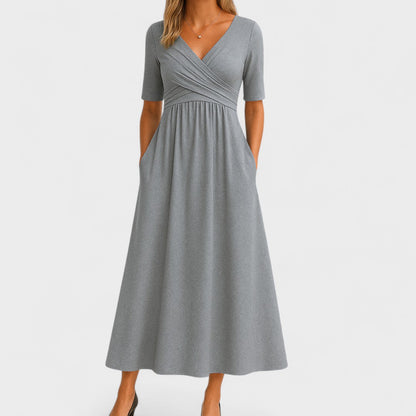 Riley – Stylish Midi Dress with Surplice Neckline