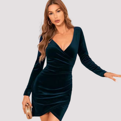 Libby - Elegant long-sleeve dress with tulip skirt for women