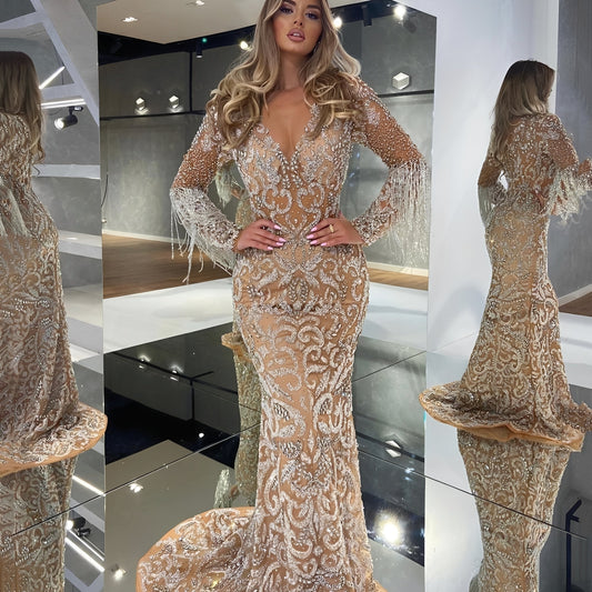 Margie - Elegant evening dress with sparkling sequins for women