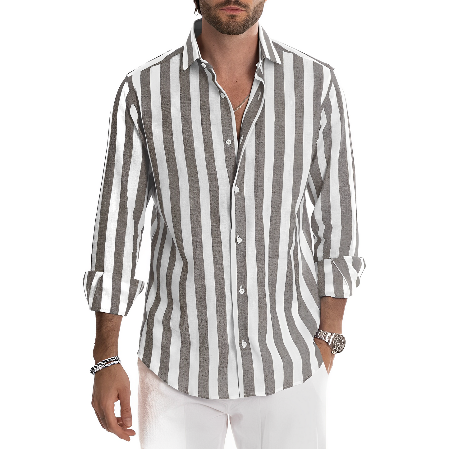 Greyson - Men's comfortable summer shirt with stripes