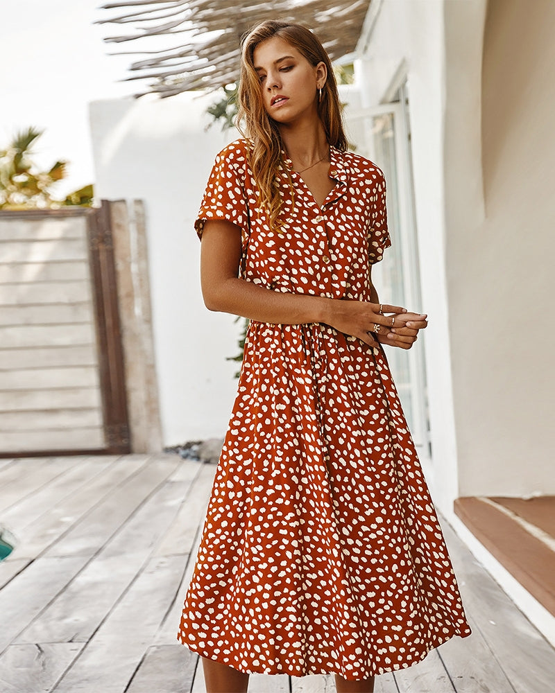 Molly - Chic Short Sleeve Dress with Collar for Women