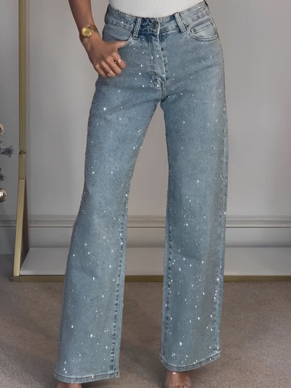 Julia - Stylish glitter jeans with high waist for women