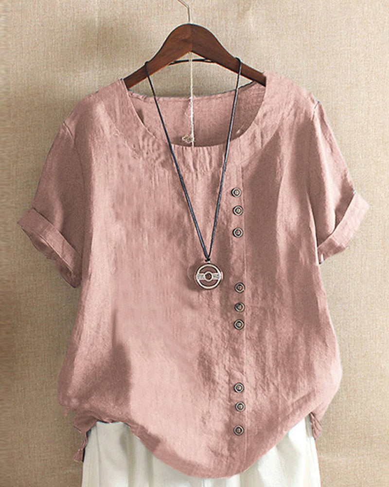 Julianny - Short-sleeve blouse with buttons at the front