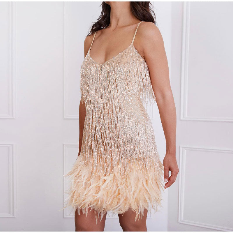 Mara - An Elegant Cocktail Dress with Feathers