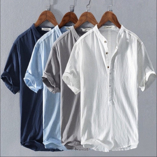 Nico - Casual Short Sleeve Shirt in Linen-Cotton