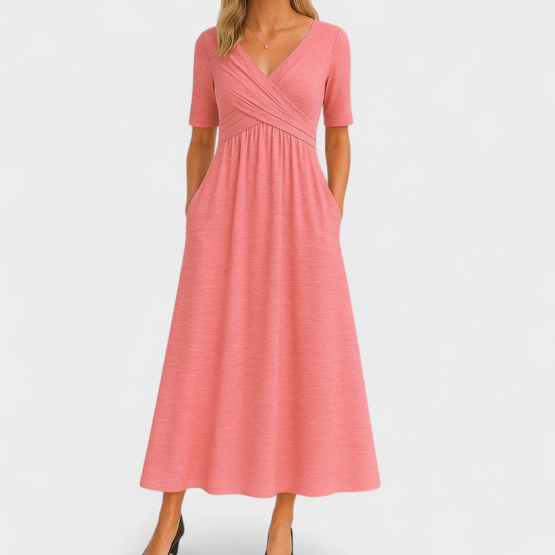 Riley – Stylish Midi Dress with Surplice Neckline