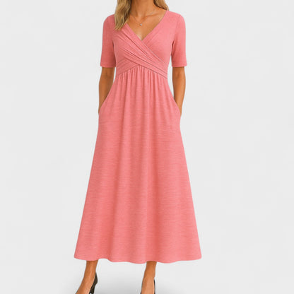 Riley – Stylish Midi Dress with Surplice Neckline