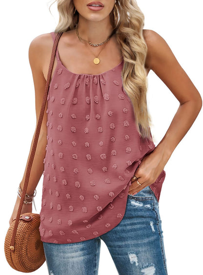Alicia - Stylish sleeveless pompom blouse for women