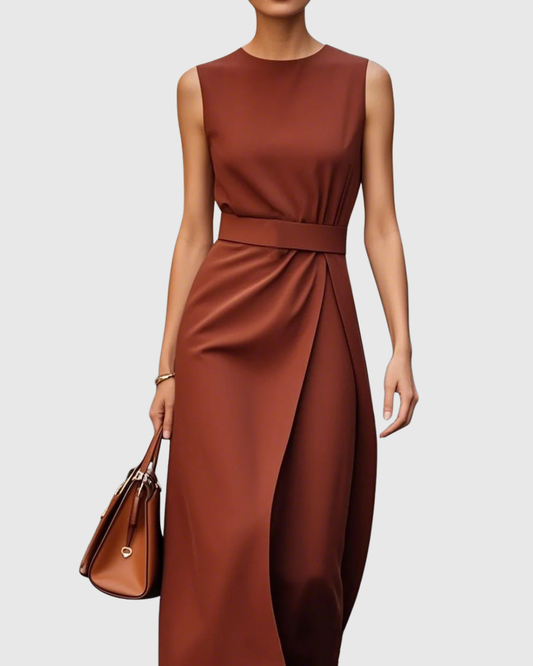 Marguerite – Elegant Midi Dress with Round Neck