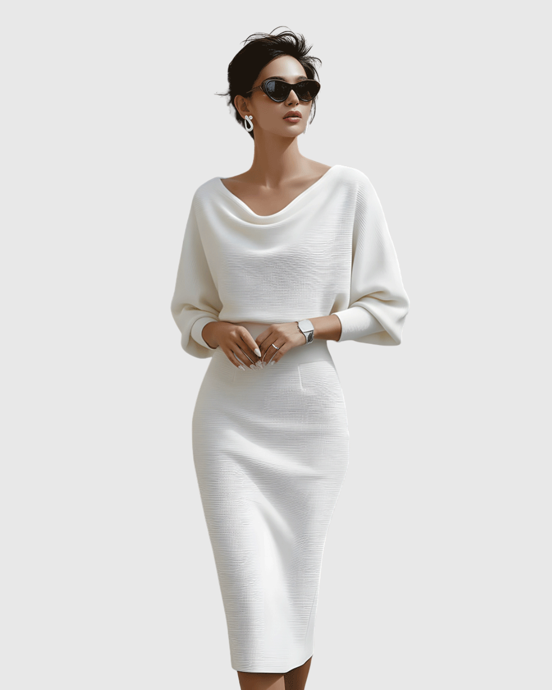 Danaya – Elegant Draped Midi Dress