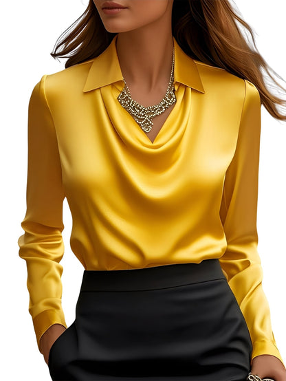 Dionne – Elegant Women’s Satin Blouse with Long Sleeves