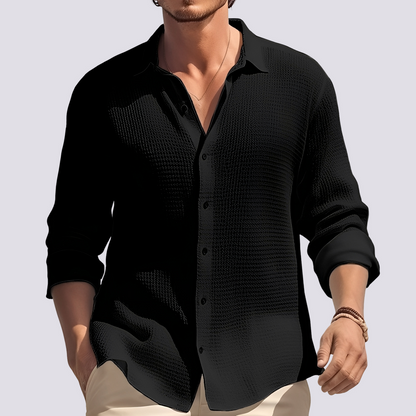 Ryan - Men's Casual, Simple Button-Up Long Sleeve Shirt