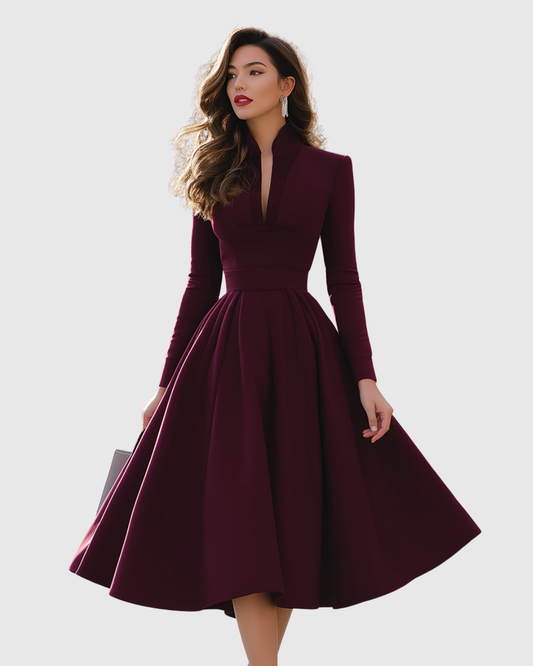 Isabeau – Elegant Midi Dress with Fitted Waist