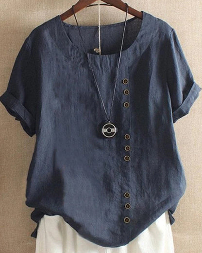 Julianny - Simple blouse with short sleeves and round neck