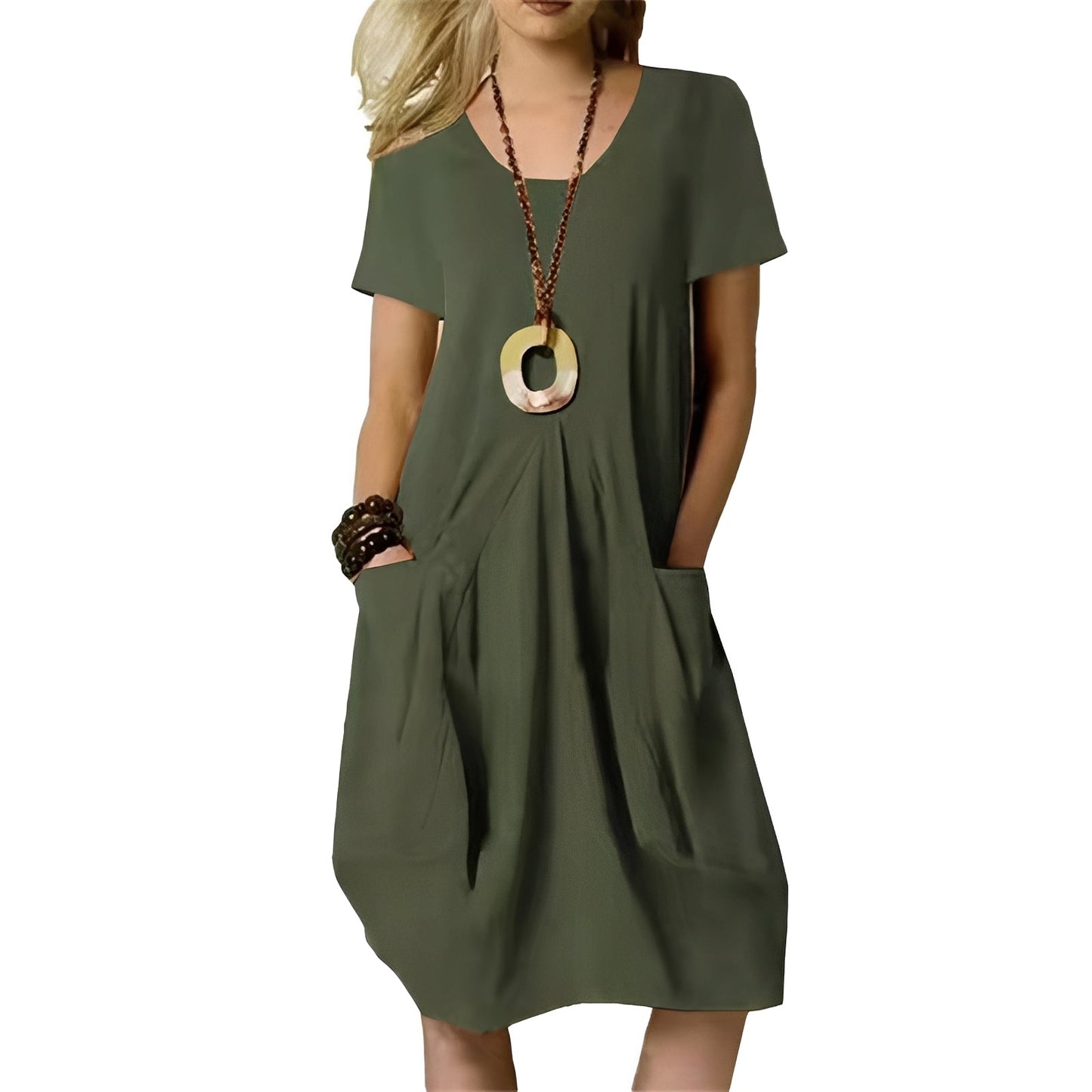 Sabrina - Fashionable, relaxed-fit dress with crew neck for women